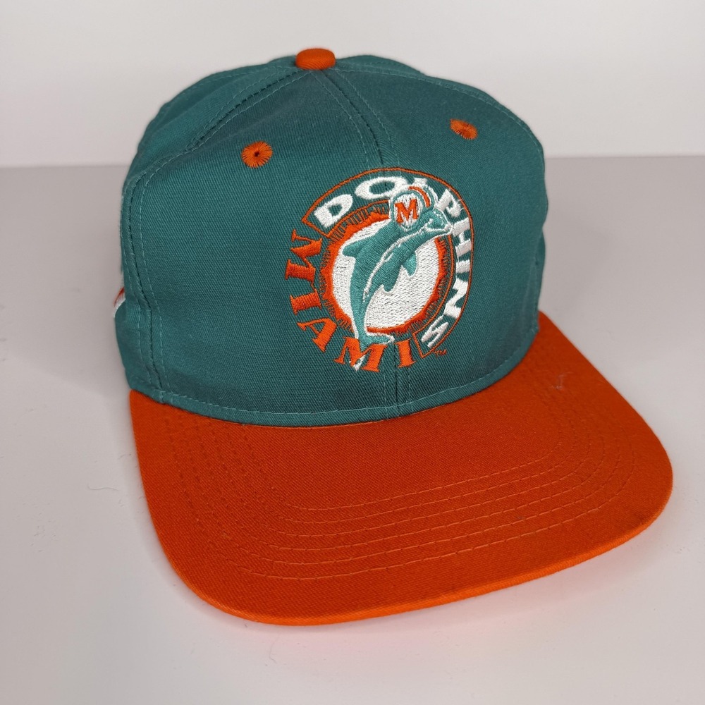 Vintage Miami Dolphins Hat Cap Strap Back Mens One Size Green NFL #1 Apparel - Picture 1 of 10